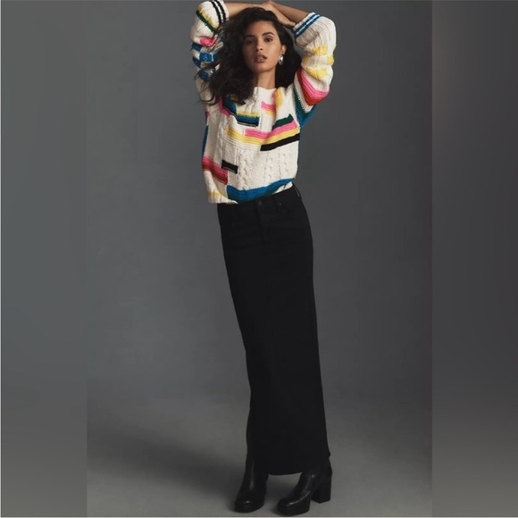 Mother The Flagpole Black Denim Midi Skirt - Picture 3 of 11